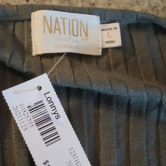 NWT Womens Nation Ltd. Nori Olive Green Ribbed Long Sleeve Dress L * - Picture 10 of 10